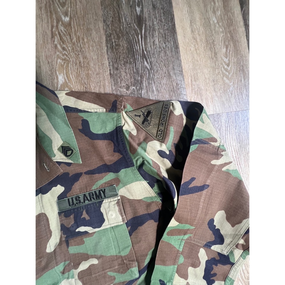 US Army BDU Field Jacket Mens Medium Long Camo Good 101st Airborne Old Ironsides - Picture 2 of 7